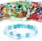 Versatile Glass Beads for Bracelet Making, 240pcs Colorful 8MM Assorted Beads with Star and Seed Varieties, Lake Blue Crystal
